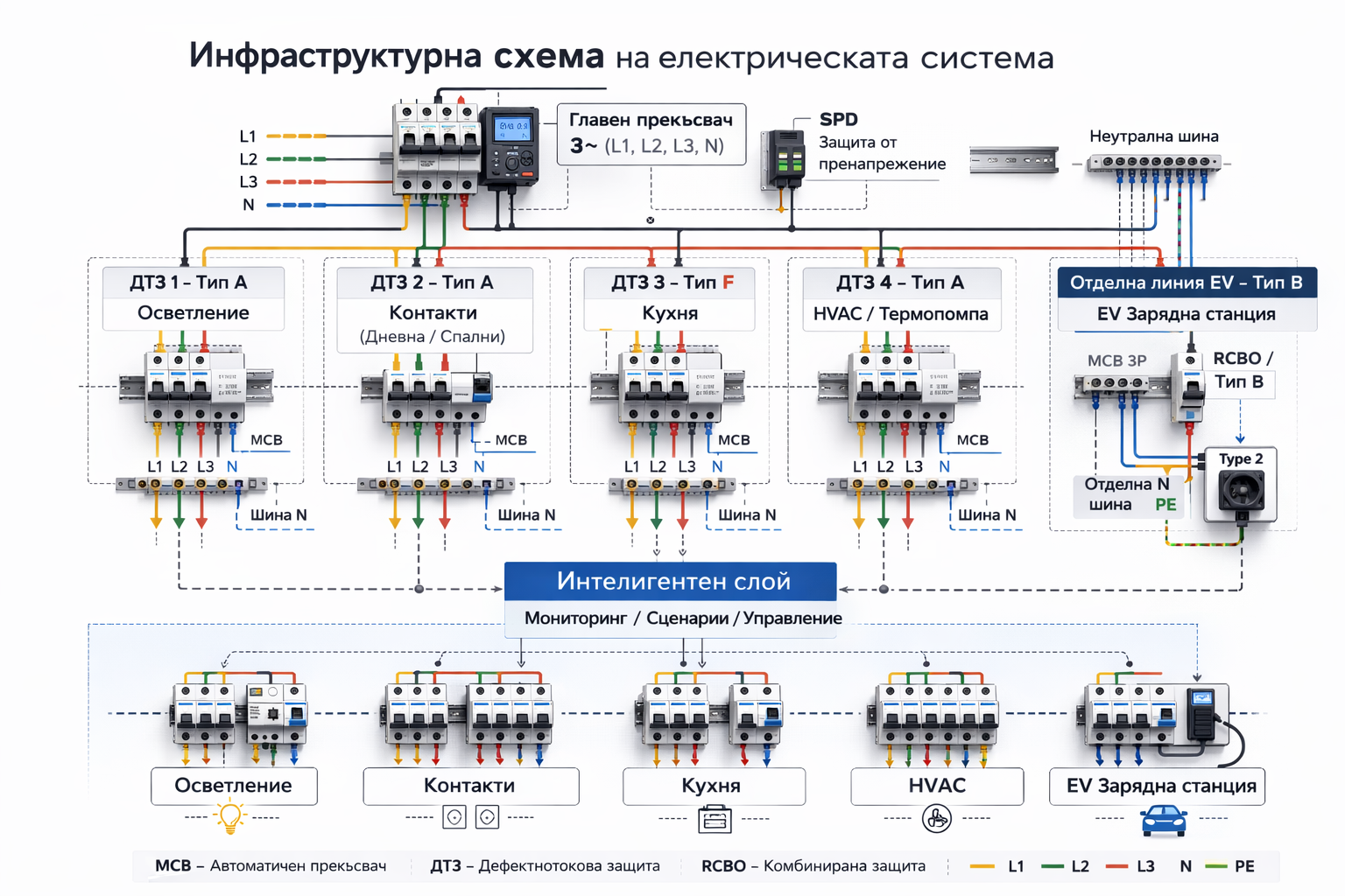 Инфраструктурна схема на електрическата система (3~)